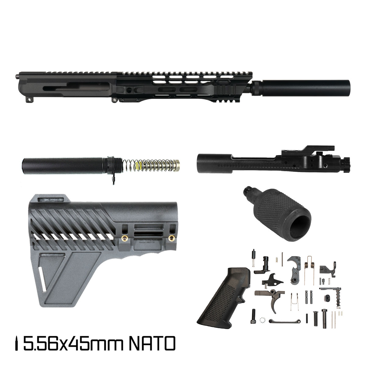 Davidson Defense Renegade w/Gauntlet Arms Brace 10.5-inch Carbine-Gas 1:7 5.56 NATO AR-15 Freefloat M-Lok Handguard Pistol Full Build Kit