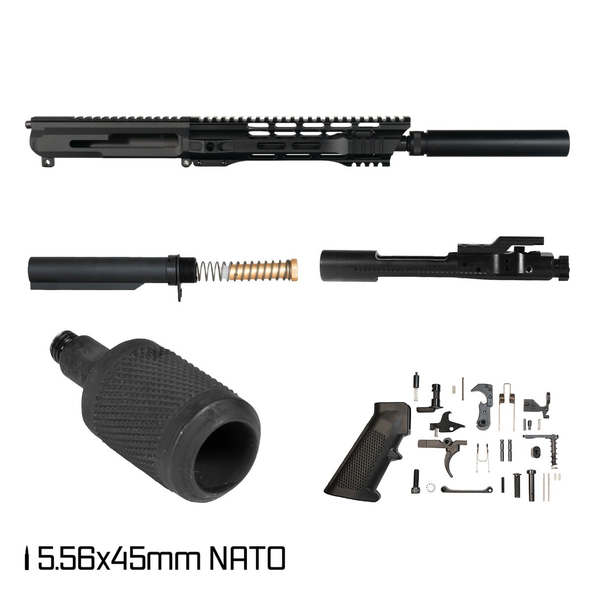 Davidson Defense Renegade 10.5-inch Carbine-Gas 1:7 5.56 NATO AR-15 Freefloat M-Lok Handguard Pistol Full Build Kit, SBR Ready