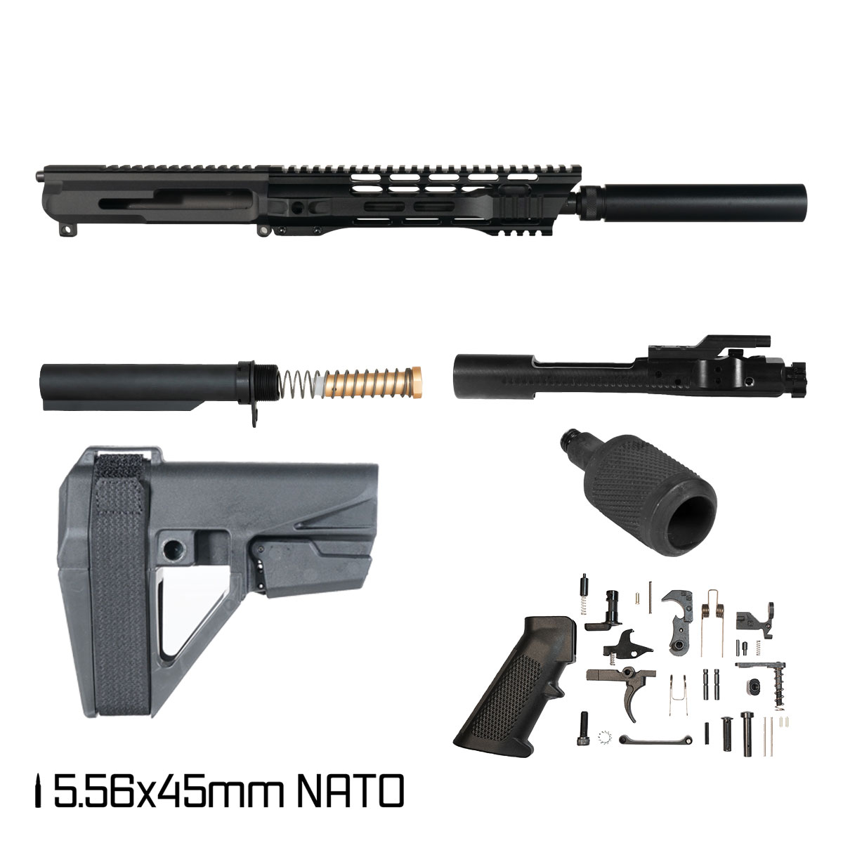 Davidson Defense Renegade w/SBA5 Brace 10.5-inch Carbine-Gas 1:7 5.56 NATO AR-15 Freefloat M-Lok Handguard Pistol Full Build Kit