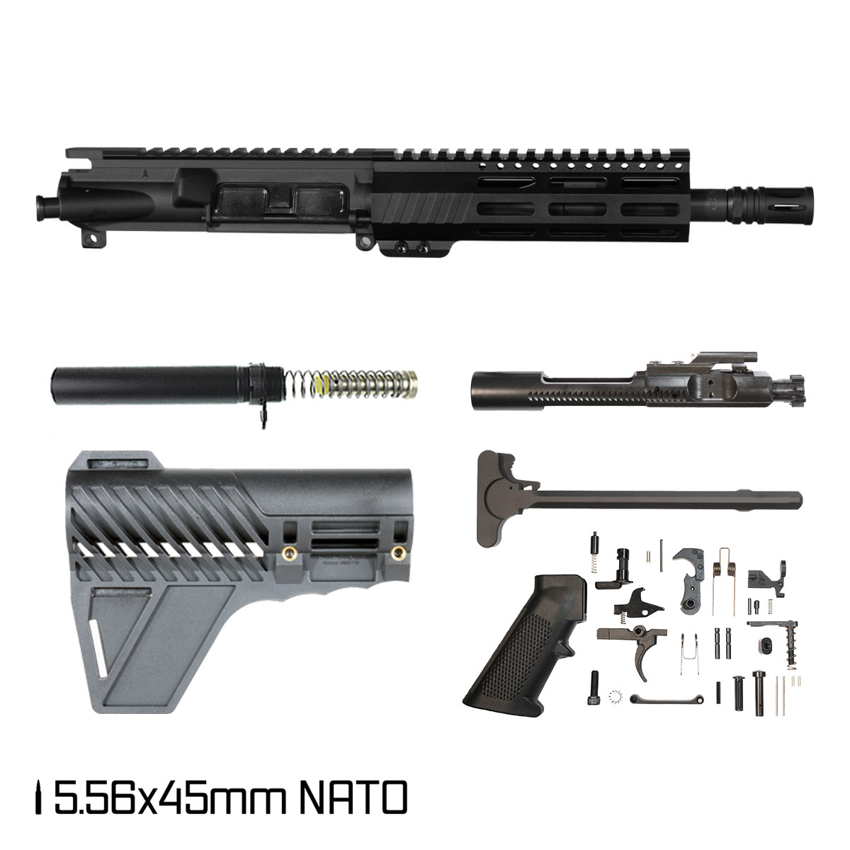 Davidson Defense Commandant w/Gauntlet Arms Brace 8.5-inch Pistol-Gas 1:7 5.56x45mm NATO AR-15 Freefloat M-Lok Handguard Pistol Full Build Kit