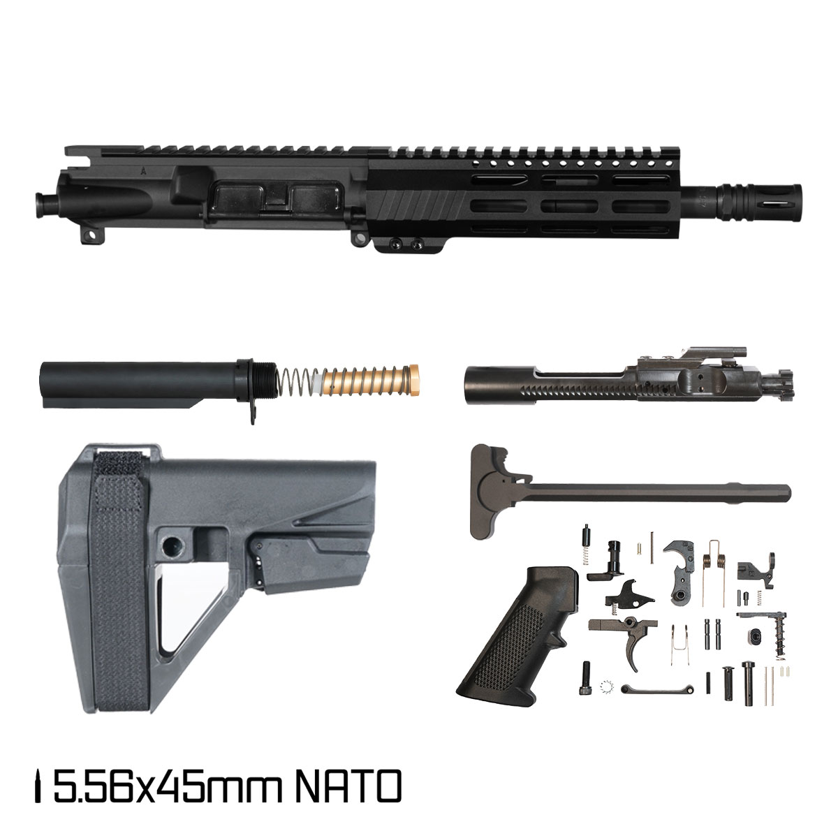 Davidson Defense Commandant w/SBA5 Brace 8.5-inch Pistol-Gas 1:7 5.56x45mm NATO AR-15 Freefloat M-Lok Handguard Pistol Full Build Kit