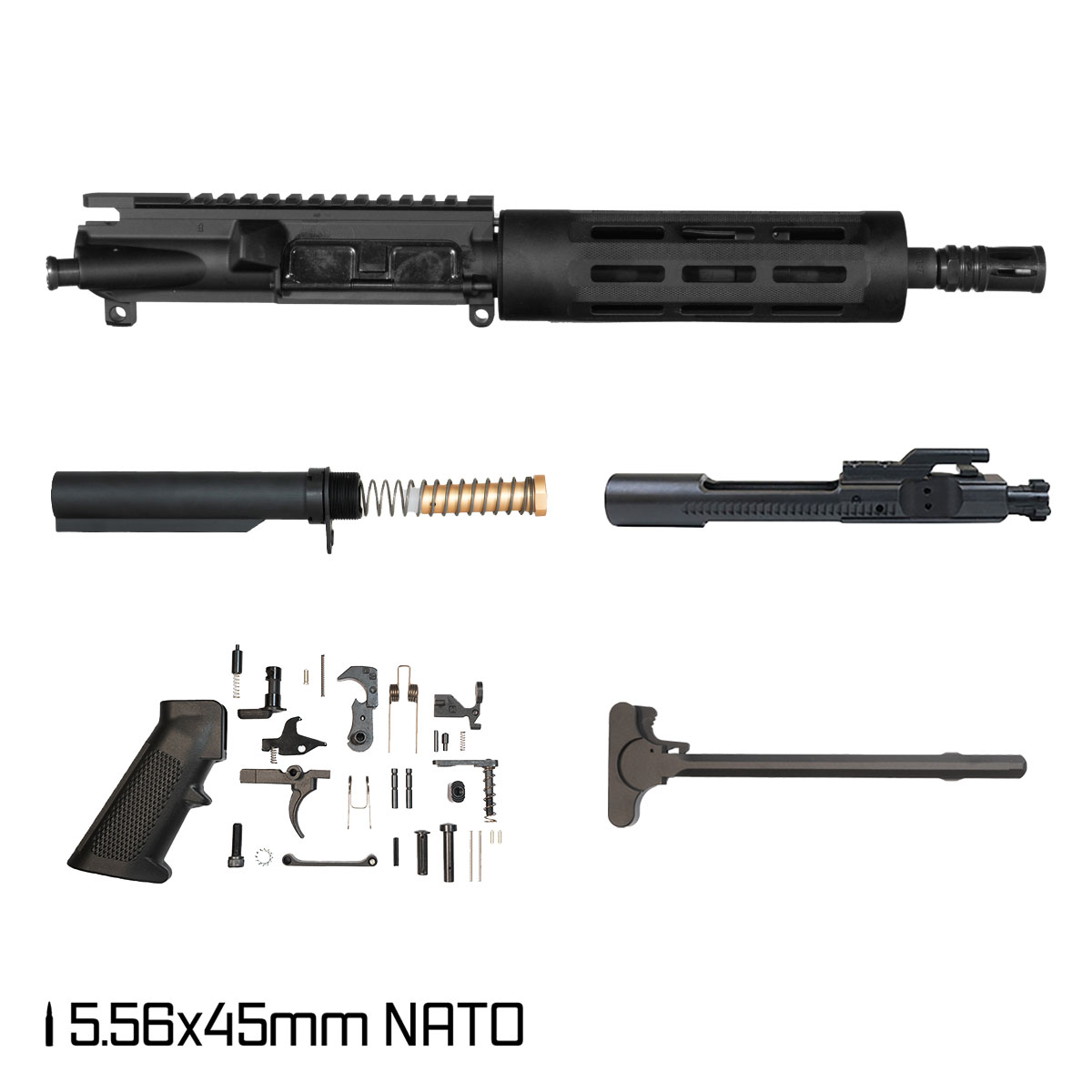 Davidson Defense Chark SBR Ready 8.5-inch Pistol-Gas 1:7 556 AR-15 Freefloat Tubular M-Lok Handguard Pistol Full Build Kit