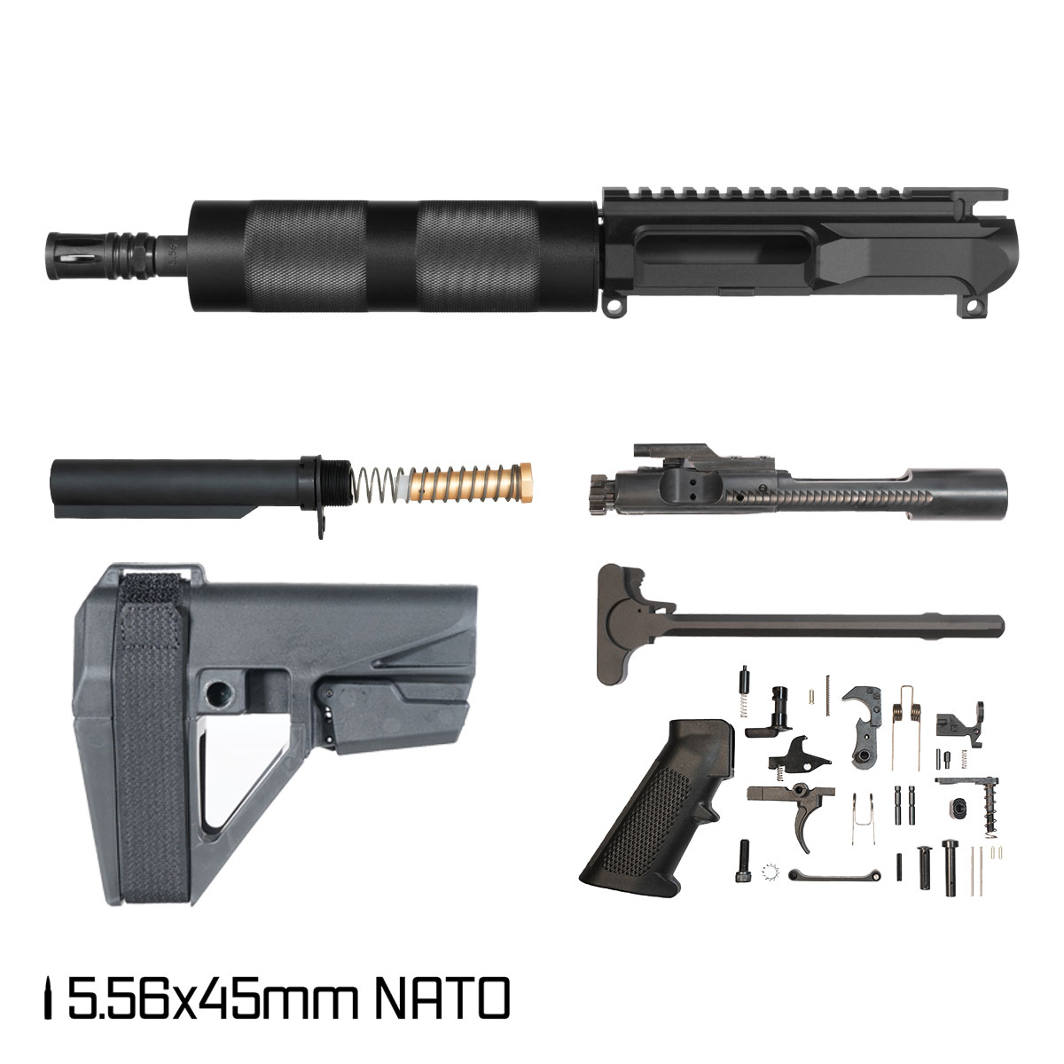Davidson Defense Left-Handed Labyrinth w/SBA5 Brace 8.5-inch Pistol-Gas 1:7 5.56 NATO AR-15 Freefloat Tubular Handguard Pistol Full Build Kit