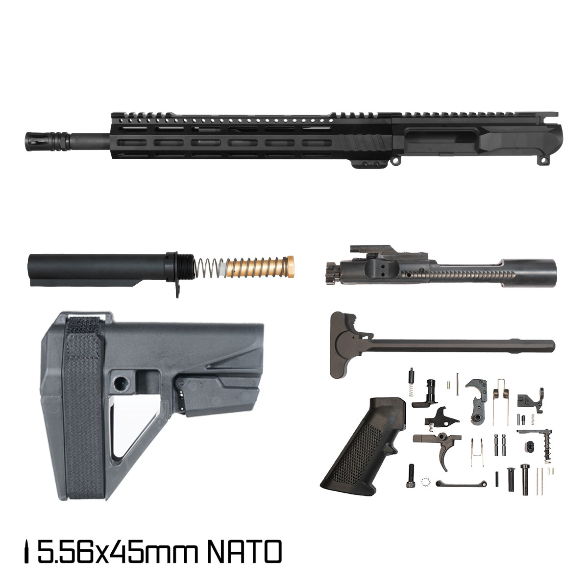 Davidson Defense Left-Handed Aegis Lightweight w/SBA5 Brace 14.5-inch Carbine-Gas 1:7 5.56 NATO AR-15 Freefloat M-Lok Handguard Pistol Full Build Kit