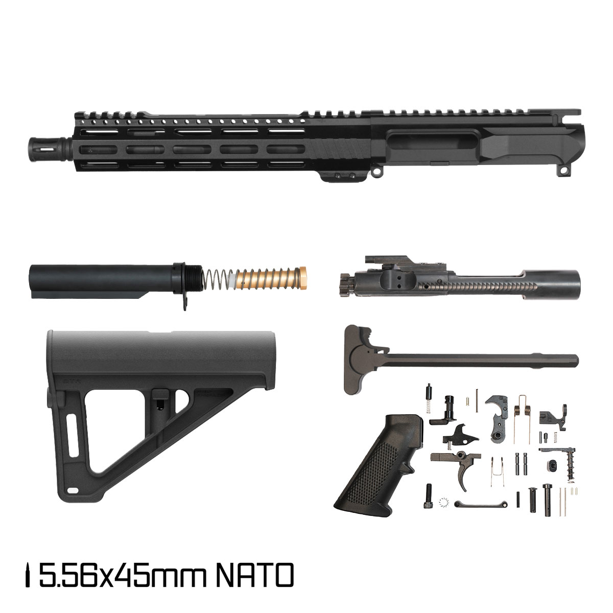 Davidson Defense Left-Handed Aegis Lightweight w/BTR Brace 10.5-inch Carbine-Gas 1:8 5.56 NATO AR-15 Freefloat M-Lok Handguard Pistol Full Build Kit