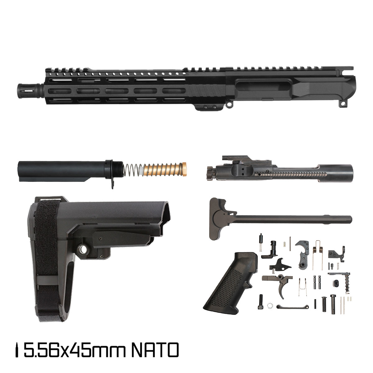 Davidson Defense Left-Handed Aegis Lightweight w/SBA3 Brace 10.5-inch Carbine-Gas 1:8 5.56 NATO AR-15 Freefloat M-Lok Handguard Pistol Full Build Kit