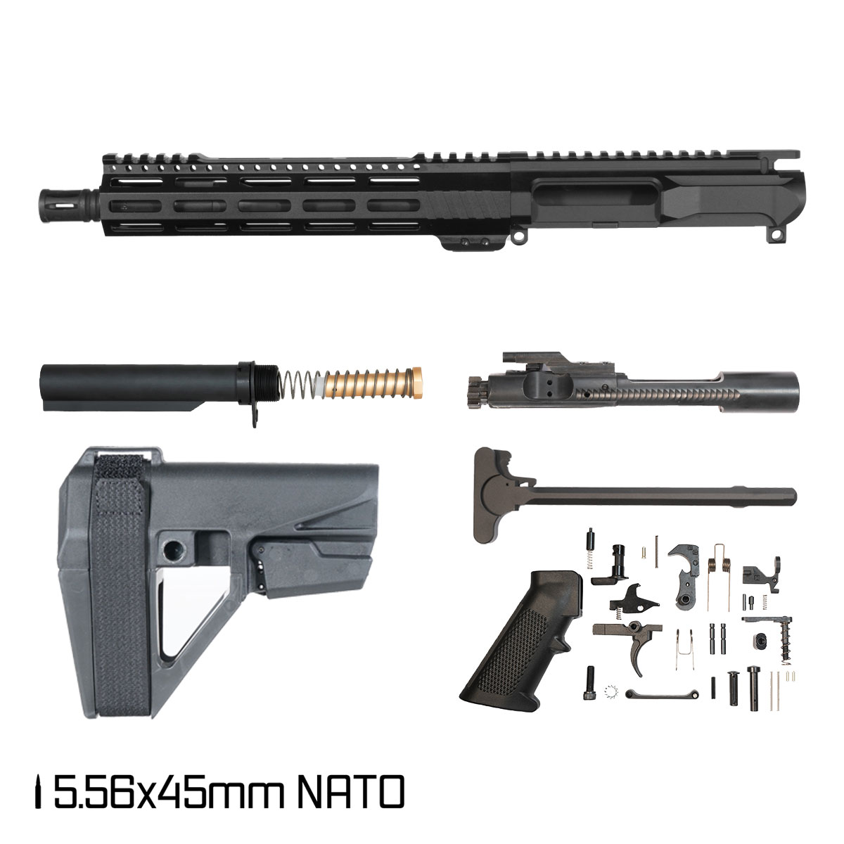 Davidson Defense Left-Handed Aegis Lightweight w/SBA5 Brace 10.5-inch Carbine-Gas 1:8 5.56 NATO AR-15 Freefloat M-Lok Handguard Pistol Full Build Kit