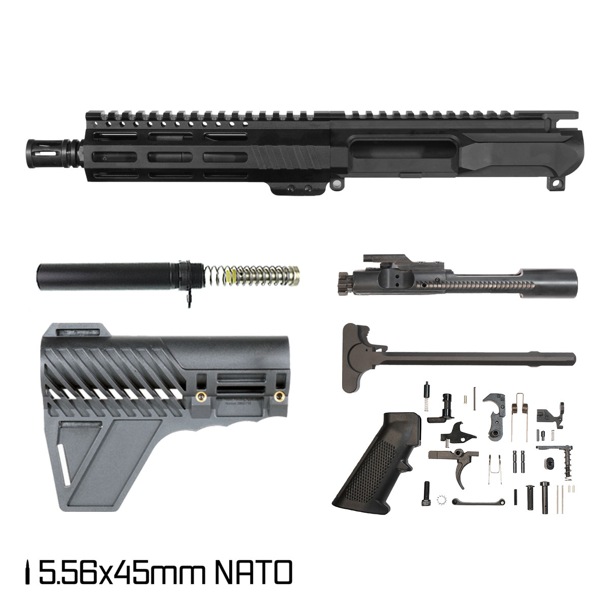 Davidson Defense Left-Handed Aegis w/Gauntlet Arms Brace 7.5-inch Pistol-Gas 1:7 5.56 NATO AR-15 Freefloat M-Lok Handguard Pistol Full Build Kit