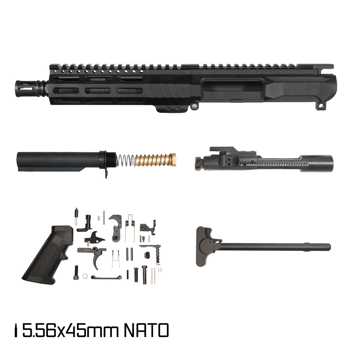 Davidson Defense Left-Handed Aegis SBR Ready 7.5-inch Pistol-Gas 1:7 5.56 NATO AR-15 Freefloat M-Lok Handguard Pistol Full Build Kit