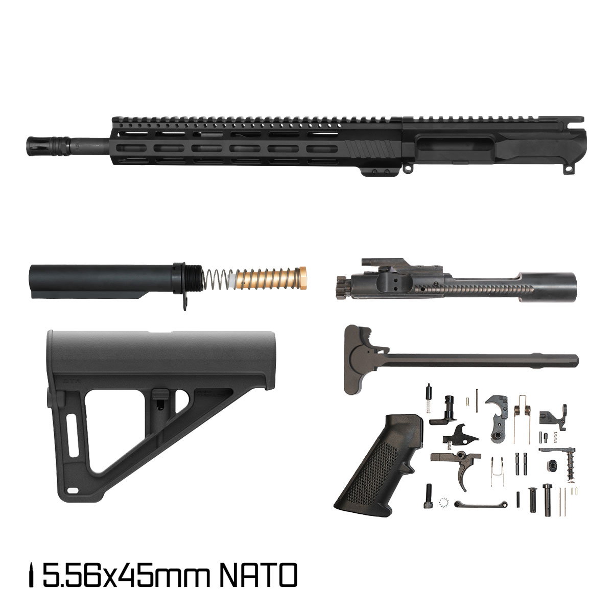 Davidson Defense Left-Handed Aegis w/BTR Brace 14.5-inch Carbine-Gas 1:7 5.56 NATO AR-15 Freefloat M-Lok Handguard Pistol Full Build Kit