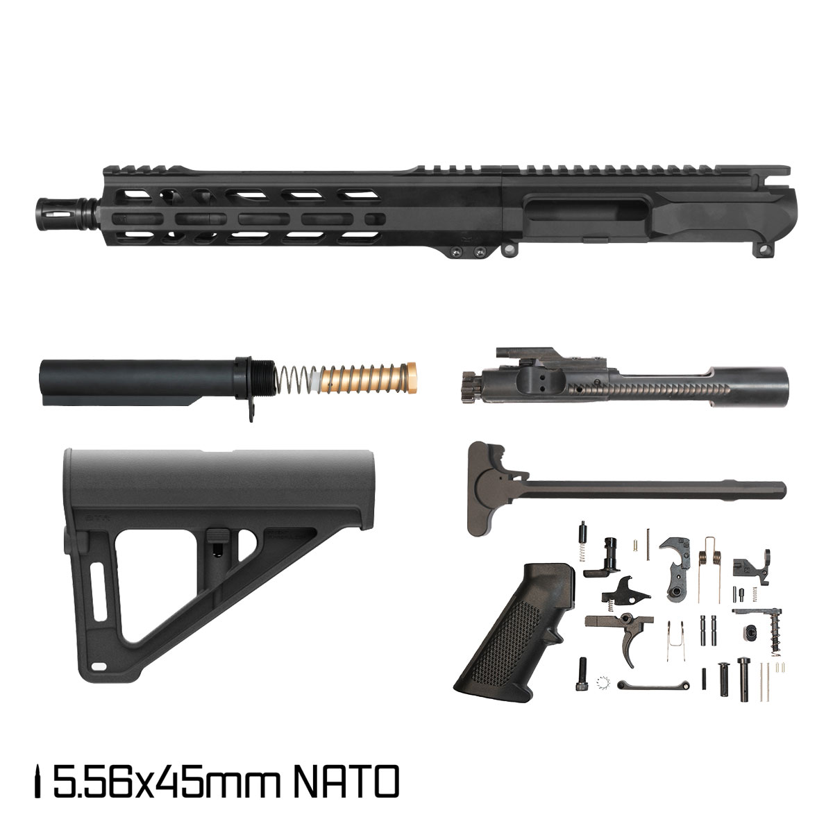 Davidson Defense Left-Handed Ronin Competition w/BTR Brace 10.5-inch Carbine-Gas 1:8 5.56 NATO AR-15 Freefloat M-Lok Handguard Pistol Full Build Kit