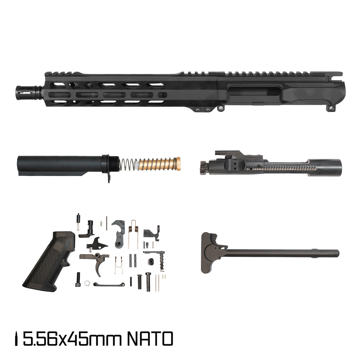 Davidson Defense Left-Handed Ronin Competition SBR Ready 10.5-inch Carbine-Gas 1:8 5.56 NATO AR-15 Freefloat M-Lok Handguard Pistol Full Build Kit