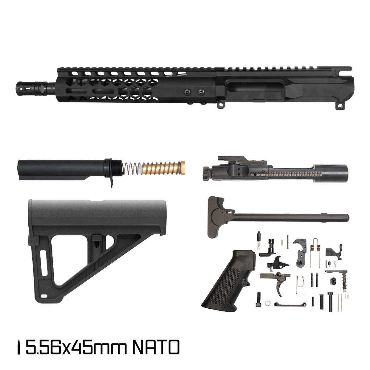 Davidson Defense Left-Handed Dawnstar w/BTR Brace 10.5-inch Carbine-Gas 1:8 5.56 NATO AR-15 Freefloat M-Lok Handguard Pistol Full Build Kit