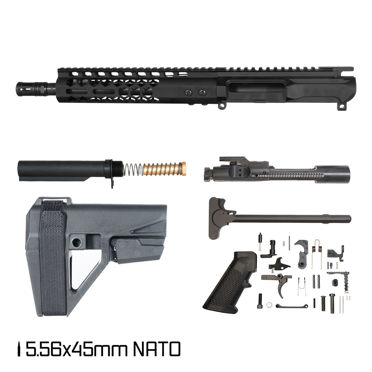 Davidson Defense Left-Handed Dawnstar w/SBA5 Brace 10.5-inch Carbine-Gas 1:8 5.56 NATO AR-15 Freefloat M-Lok Handguard Pistol Full Build Kit