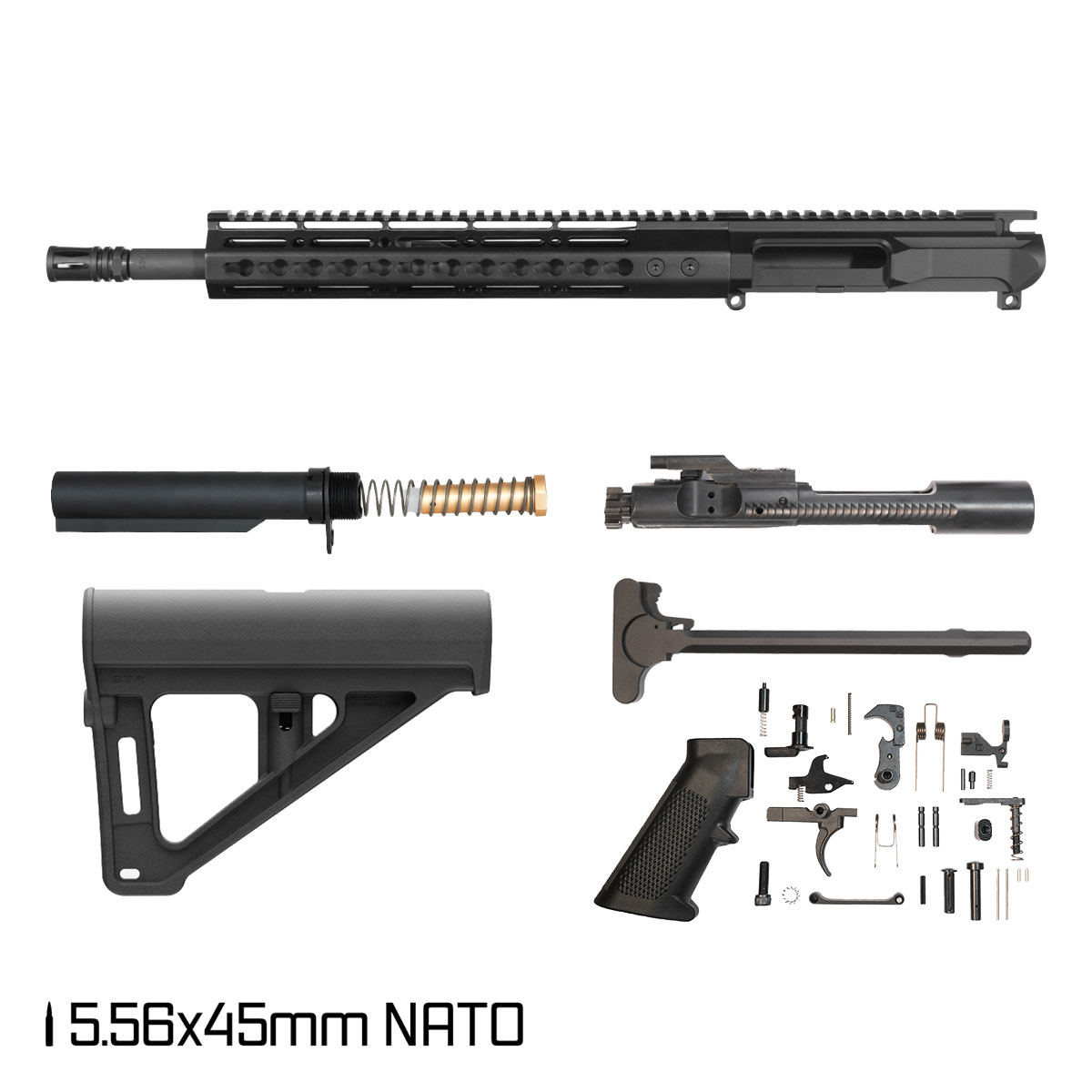 Davidson Defense Left-Handed Warden Duty w/BTR Brace 14.5-inch Carbine-Gas 1:7 5.56 NATO AR-15 Freefloat Keymod Handguard Pistol Full Build Kit