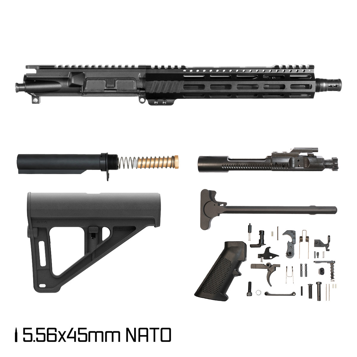 Davidson Defense Aegis Lightweight w/BTR Brace 10.5-inch Carbine-Gas 1:8 5.56 NATO AR-15 M-Lok Pistol Full Build Kit, Plan B Bartizan Muzzle Brake