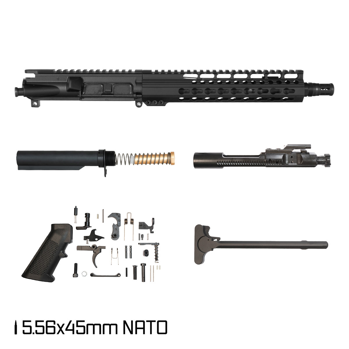 Davidson Defense Capture SBR Ready 10.5-inch Carbine-Gas 1:8 556 AR-15 Freefloat KeyMod Handguard Pistol Full Build Kit, DTT Plan B Bartizan Muzzle Brake