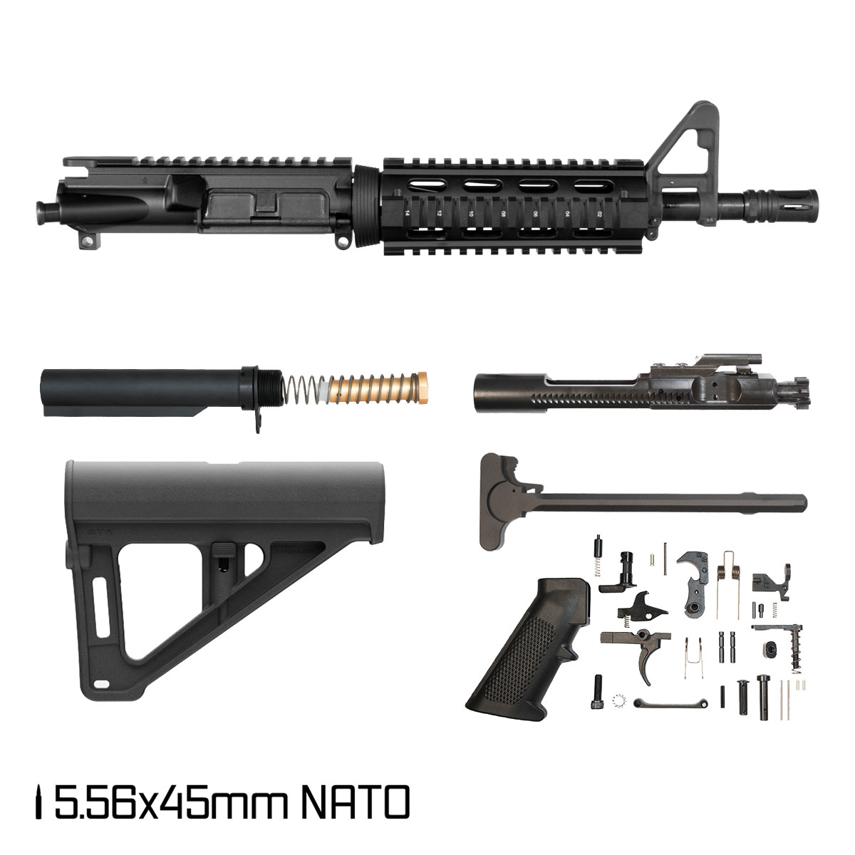 Davidson Defense Whitecap w/BTR Brace 10.5-inch Carbine-Gas 5.56 NATO AR-15 Drop-In Quad-Rail Handguard Pistol Full Build Kit