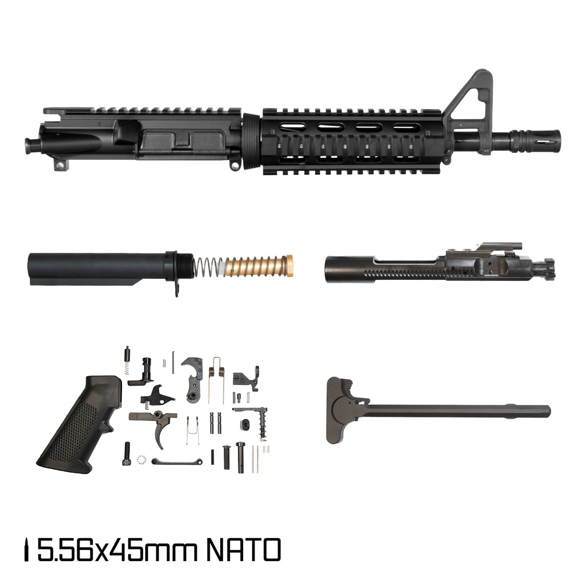 Davidson Defense Whitecap SBR Ready 10.5-inch Carbine-Gas 5.56 NATO AR-15 Drop-In Quad-Rail Handguard Pistol Full Build Kit