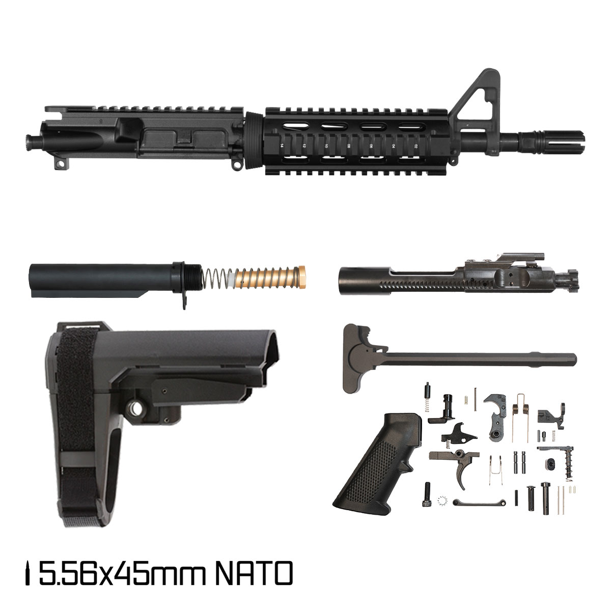 Davidson Defense Hyperion w/SBA3 Brace 10.5-inch Carbine-Gas 5.56 NATO AR-15 Drop-In Quad-Rail Handguard Pistol Full Build Kit