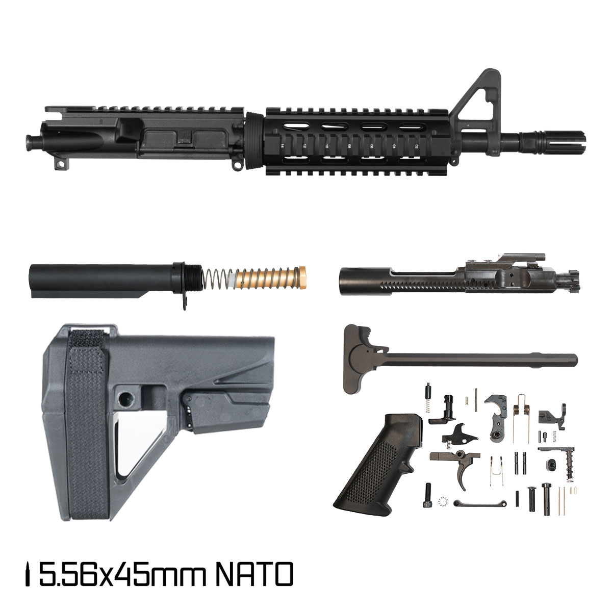 Davidson Defense Hyperion w/SBA5 Brace 10.5-inch Carbine-Gas 5.56 NATO AR-15 Drop-In Quad-Rail Handguard Pistol Full Build Kit