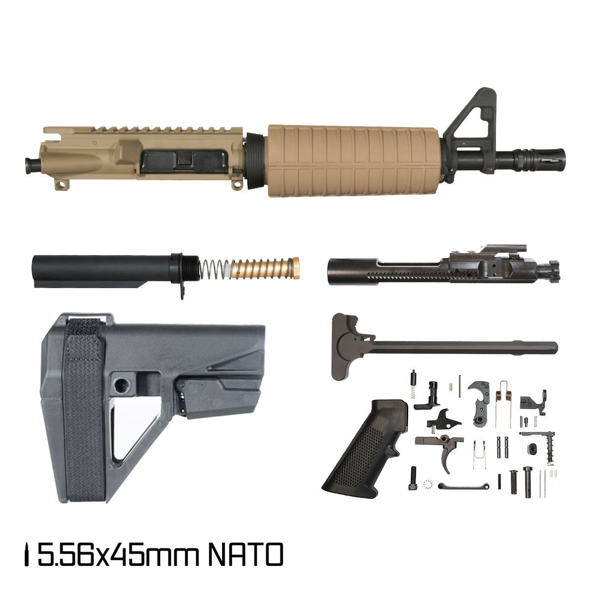 Davidson Defense Dune w/SBA5 Brace 10.5-inch Carbine-Gas 5.56 NATO AR-15 Drop-In Handguard Pistol Full Build Kit