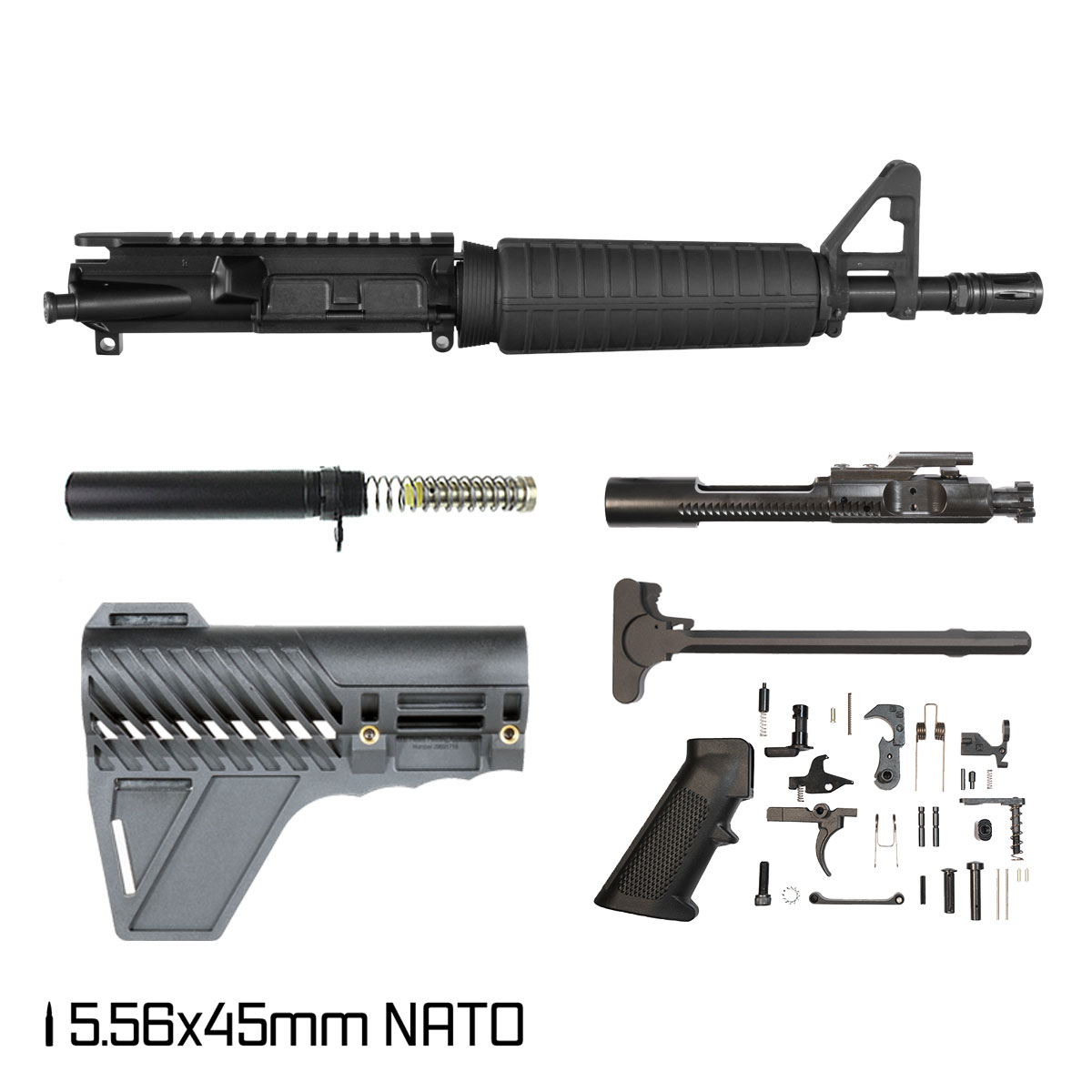 Davidson Defense Passage w/Gauntlet Arms Brace 10.5-inch Carbine-Gas 5.56 NATO AR-15 Drop-In Handguard Pistol Full Build Kit