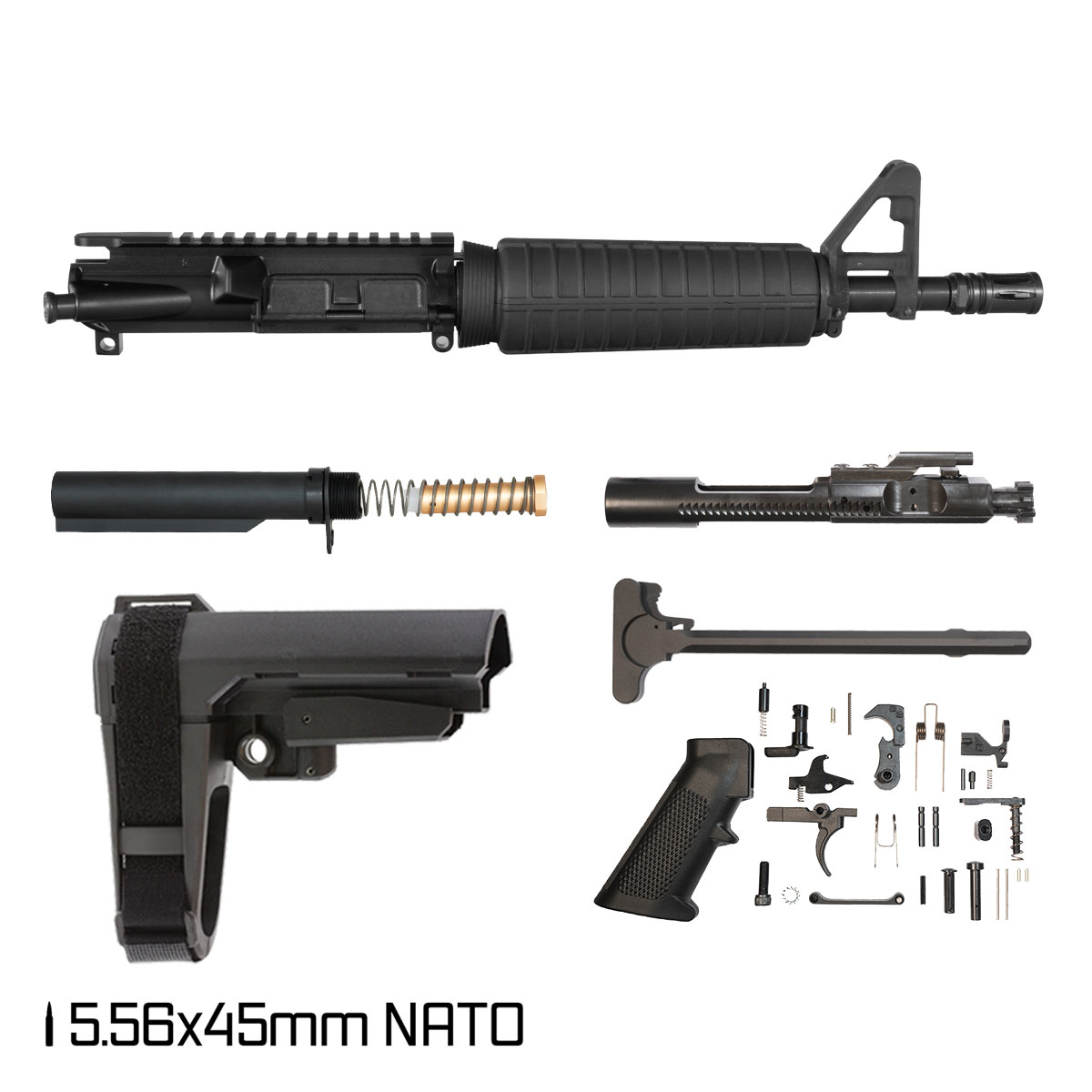 Davidson Defense Passage w/SBA3 Brace 10.5-inch Carbine-Gas 5.56 NATO AR-15 Drop-In Handguard Pistol Full Build Kit