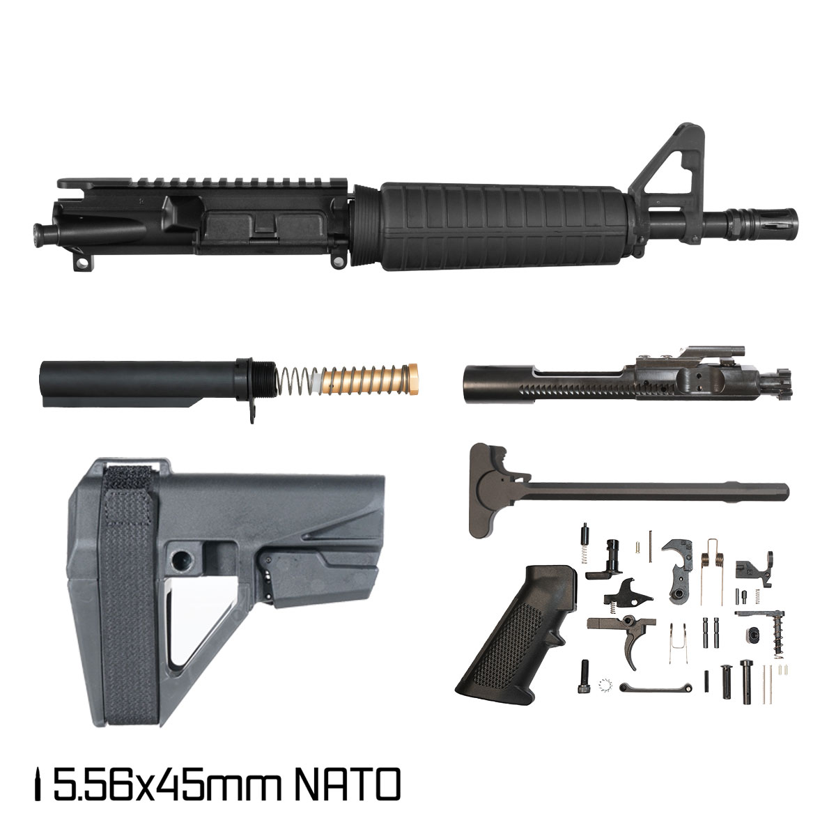 Davidson Defense Passage w/SBA5 Brace 10.5-inch Carbine-Gas 5.56 NATO AR-15 Drop-In Handguard Pistol Full Build Kit