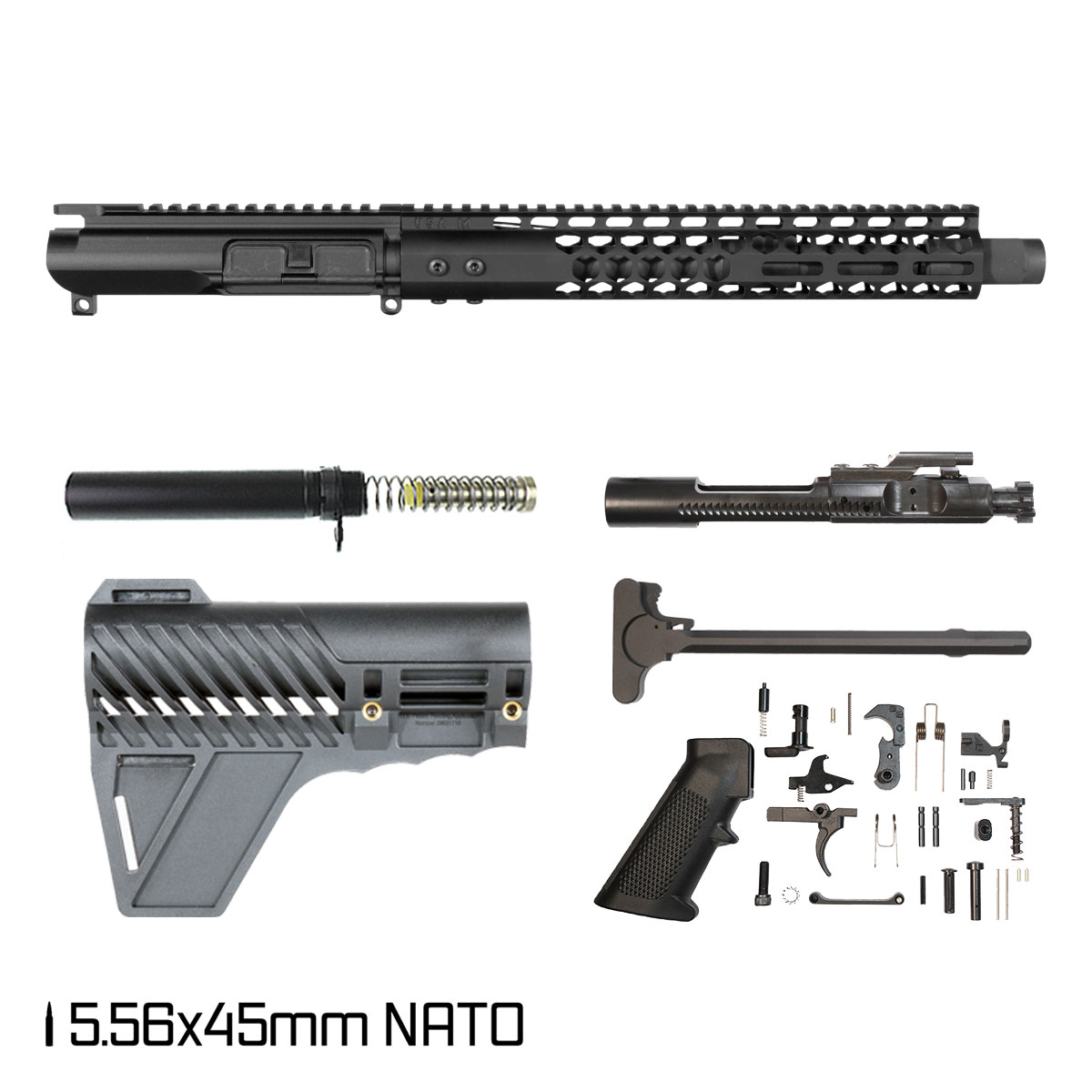 Davidson Defense Kingswake w/Gauntlet Arms Brace 11.5-inch Carbine-Gas 1:7 5.56 NATO AR-15 M-Lok Handguard Pistol Full Build Kit
