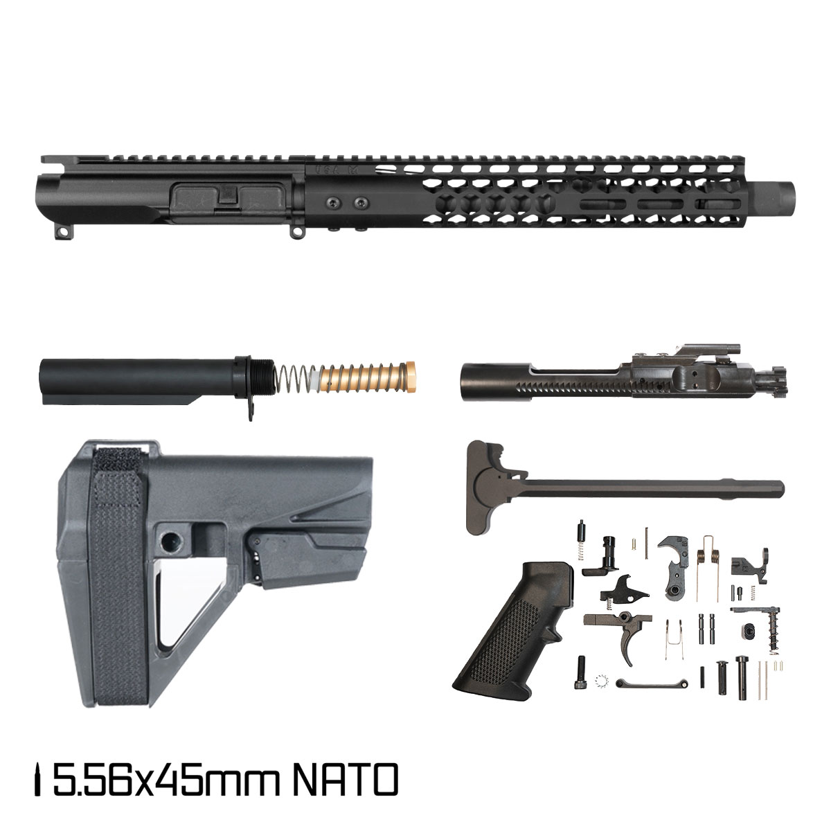 Davidson Defense Kingswake w/SBA5 Brace 11.5-inch Carbine-Gas 1:7 5.56 NATO AR-15 M-Lok Handguard Pistol Full Build Kit