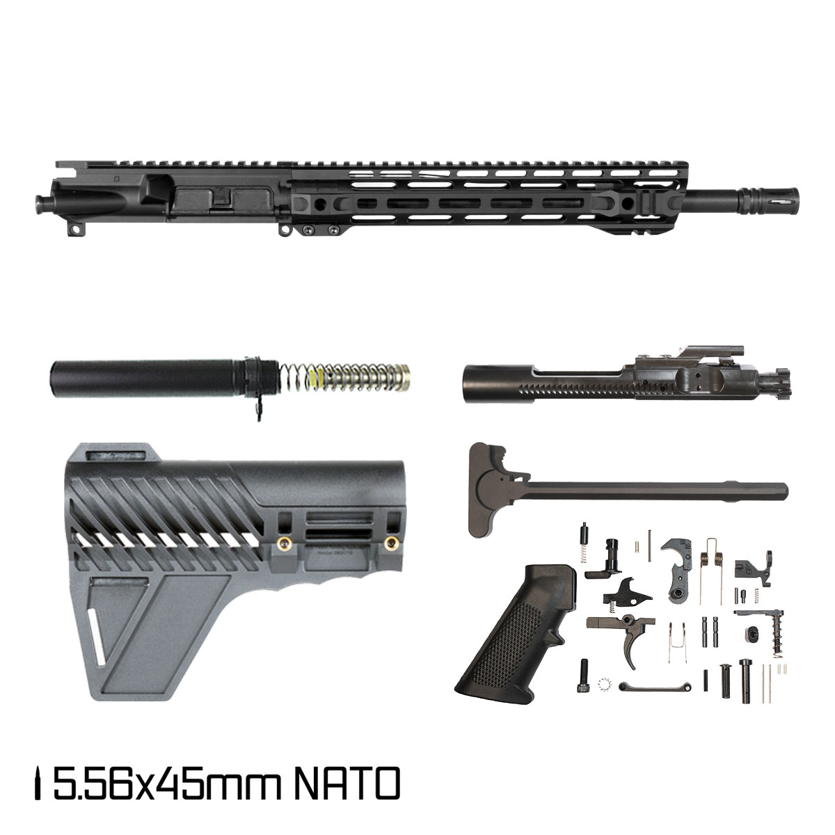 Davidson Defense Sworn Oath w/Gauntlet Arms Brace 14.5-inch Mid-Gas 1:7 5.56 NATO AR-15 M-Lok Pistol Full Build Kit