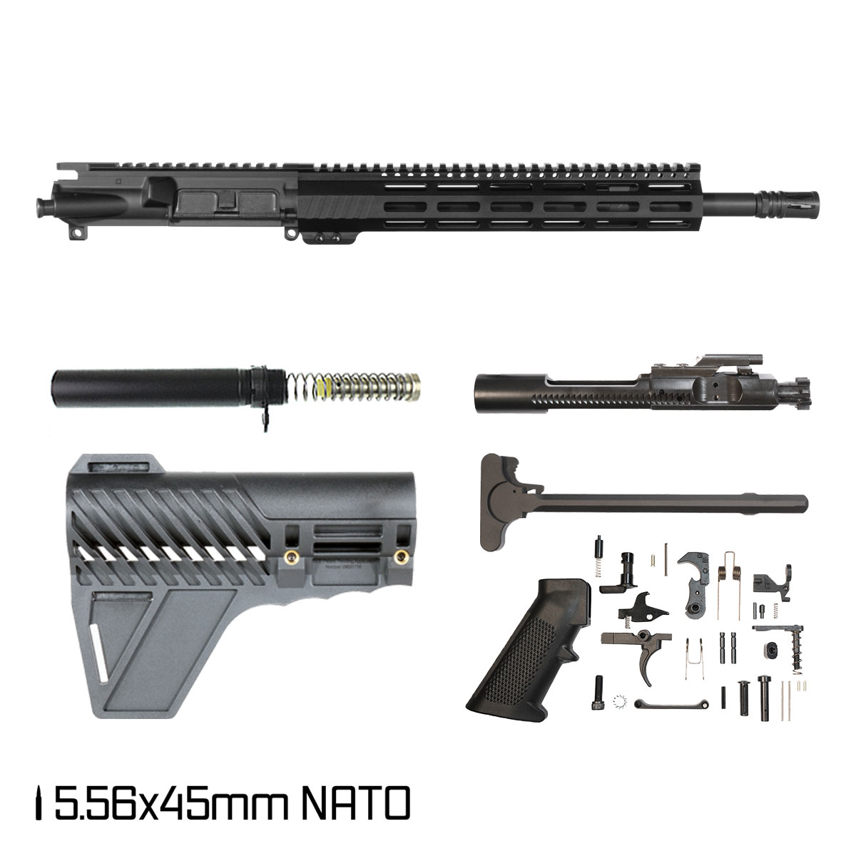 Davidson Defense Aegis w/Gauntlet Arms Brace 14.5-inch Mid-Gas 1:7 5.56 NATO AR-15 M-Lok Pistol Full Build Kit