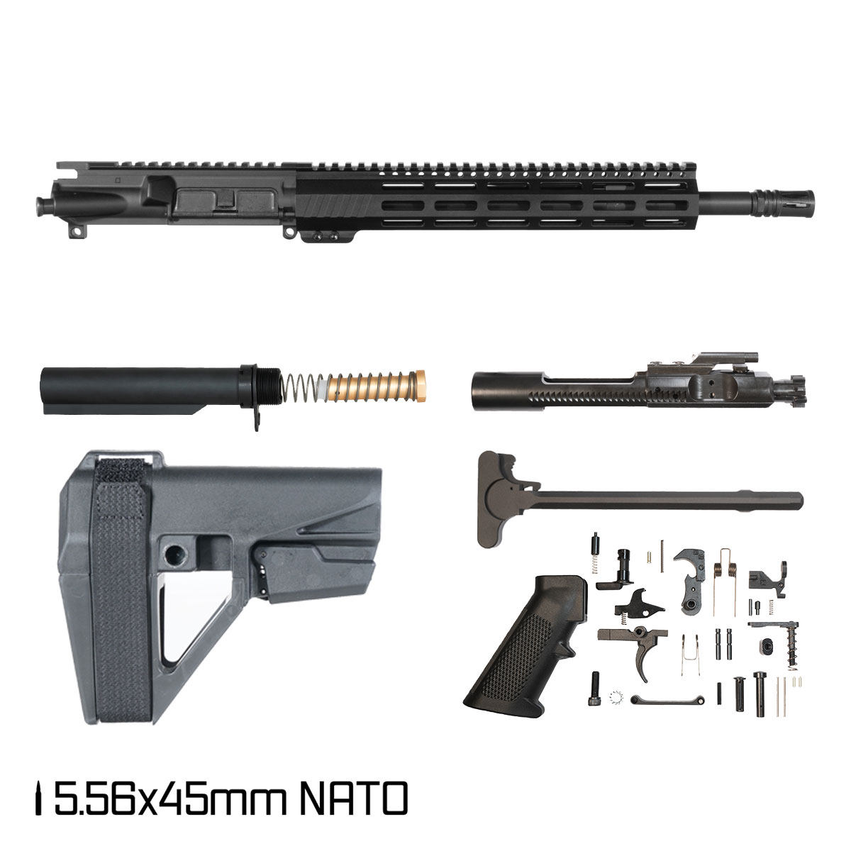 Davidson Defense Aegis w/SBA5 Brace 14.5-inch Mid-Gas 1:7 5.56 NATO AR-15 M-Lok Pistol Full Build Kit