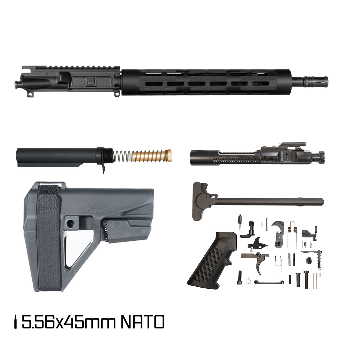Davidson Defense Lawman's Decree w/SBA5 Brace 14.5-inch Mid-Gas 1:7 5.56 NATO AR-15 Tubular M-Lok Pistol Full Build Kit