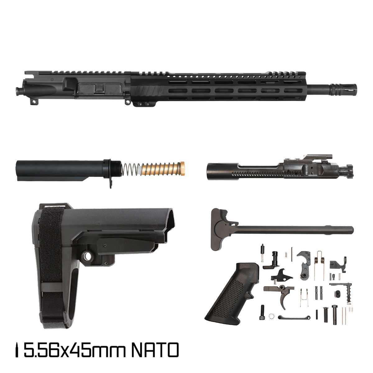 Davidson Defense Aegis Lightweight w/SBA3 Brace 14.5-inch Mid-Gas 1:7 5.56 NATO AR-15 M-Lok Pistol Full Build Kit