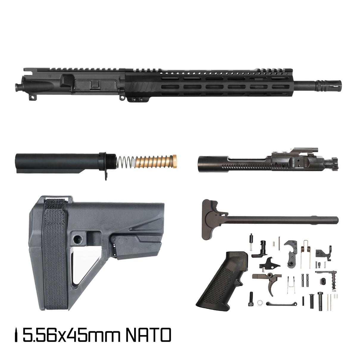 Davidson Defense Aegis Lightweight w/SBA5 Brace 14.5-inch Mid-Gas 1:7 5.56 NATO AR-15 M-Lok Pistol Full Build Kit