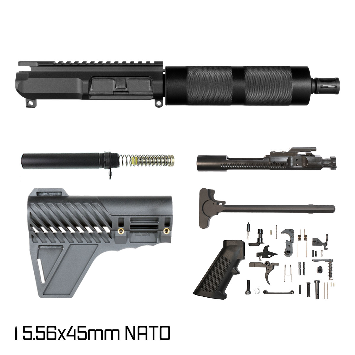 Davidson Defense Silver Fang w/Gauntlet Arms Brace 7.5-inch Pistol-Gas 1:7 5.56 NATO AR-15 Tubular Pistol Full Build Kit