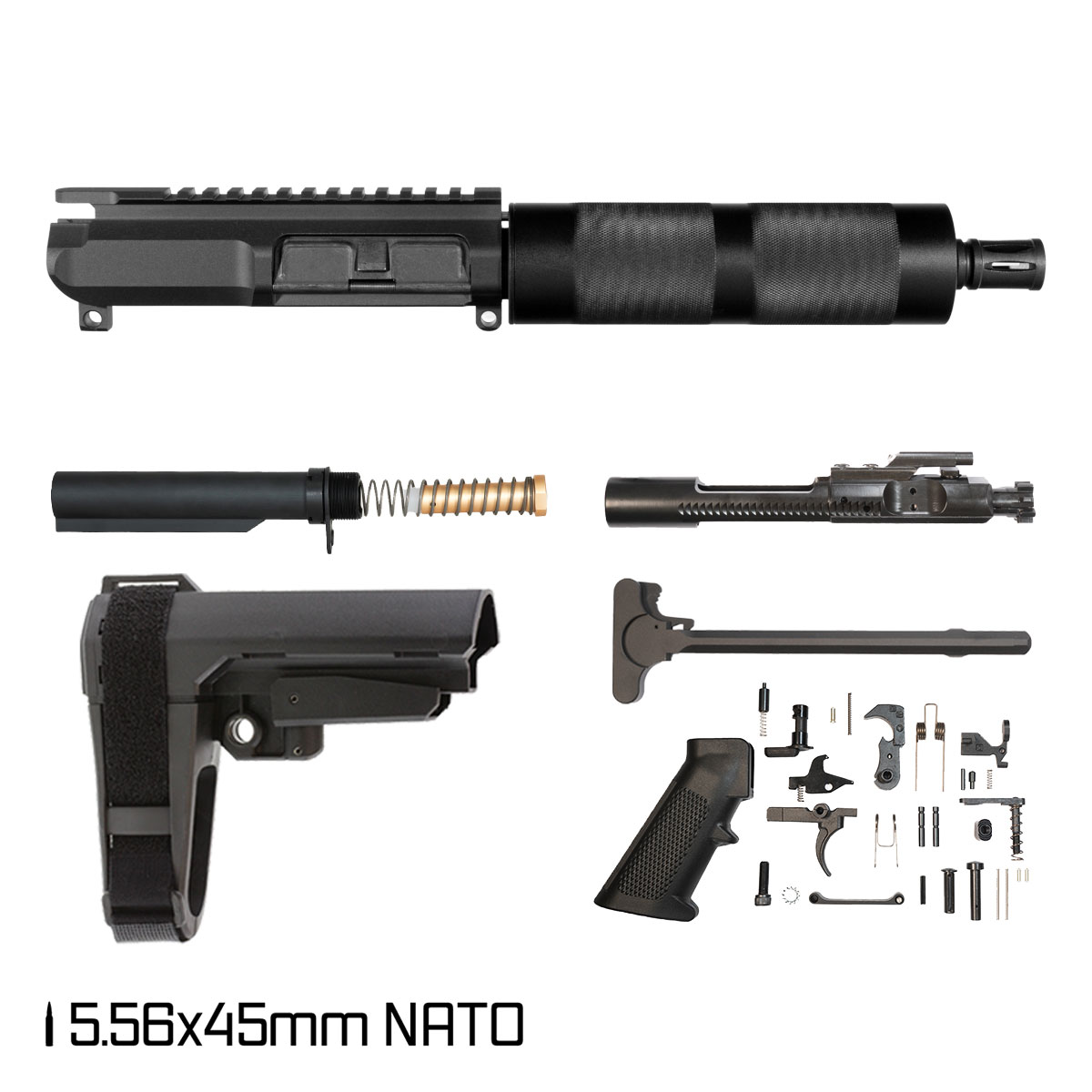 Davidson Defense Silver Fang w/SBA3 Brace 7.5-inch Pistol-Gas 1:7 5.56 NATO AR-15 Tubular Pistol Full Build Kit