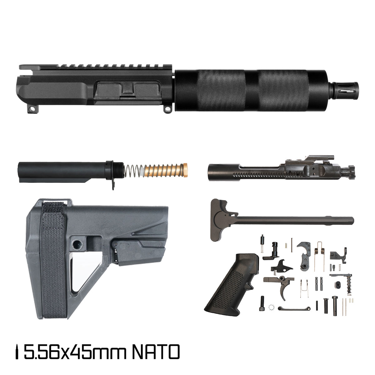 Davidson Defense Silver Fang w/SBA5 Brace 7.5-inch Pistol-Gas 1:7 5.56 NATO AR-15 Tubular Pistol Full Build Kit