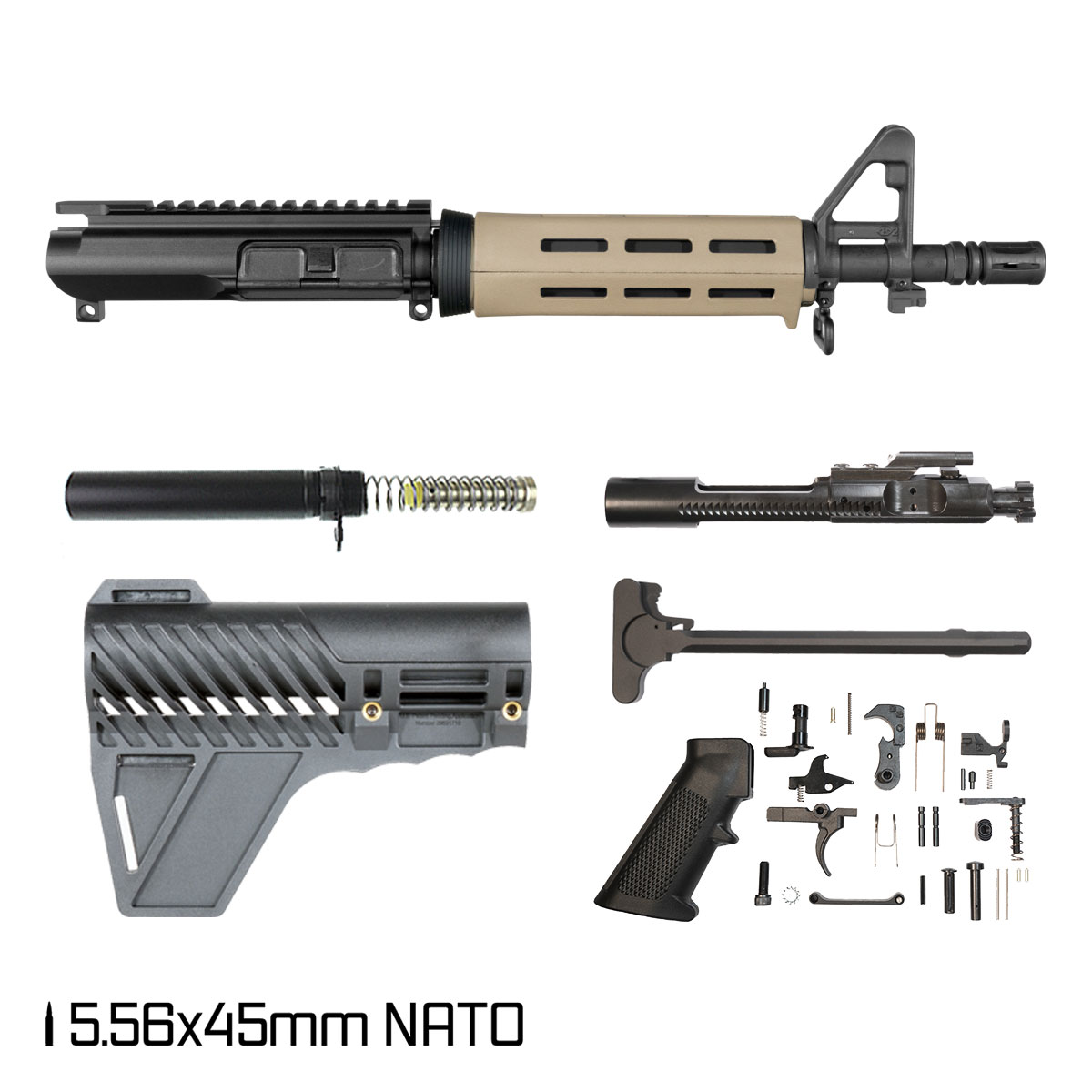 Davidson Defense The Ranger w/Gauntlet Arms Brace 10.5-inch 1:8 5.56 NATO AR-15 Drop-In M-Lok Handguard Pistol Full Build Kit
