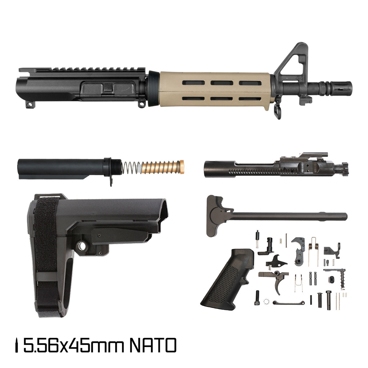 Davidson Defense The Ranger w/SBA3 Brace 10.5-inch 1:8 5.56 NATO AR-15 Drop-In M-Lok Handguard Pistol Full Build Kit