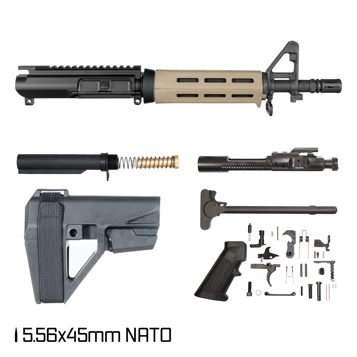 Davidson Defense The Ranger w/SBA5 Brace 10.5-inch 1:8 5.56 NATO AR-15 Drop-In M-Lok Handguard Pistol Full Build Kit