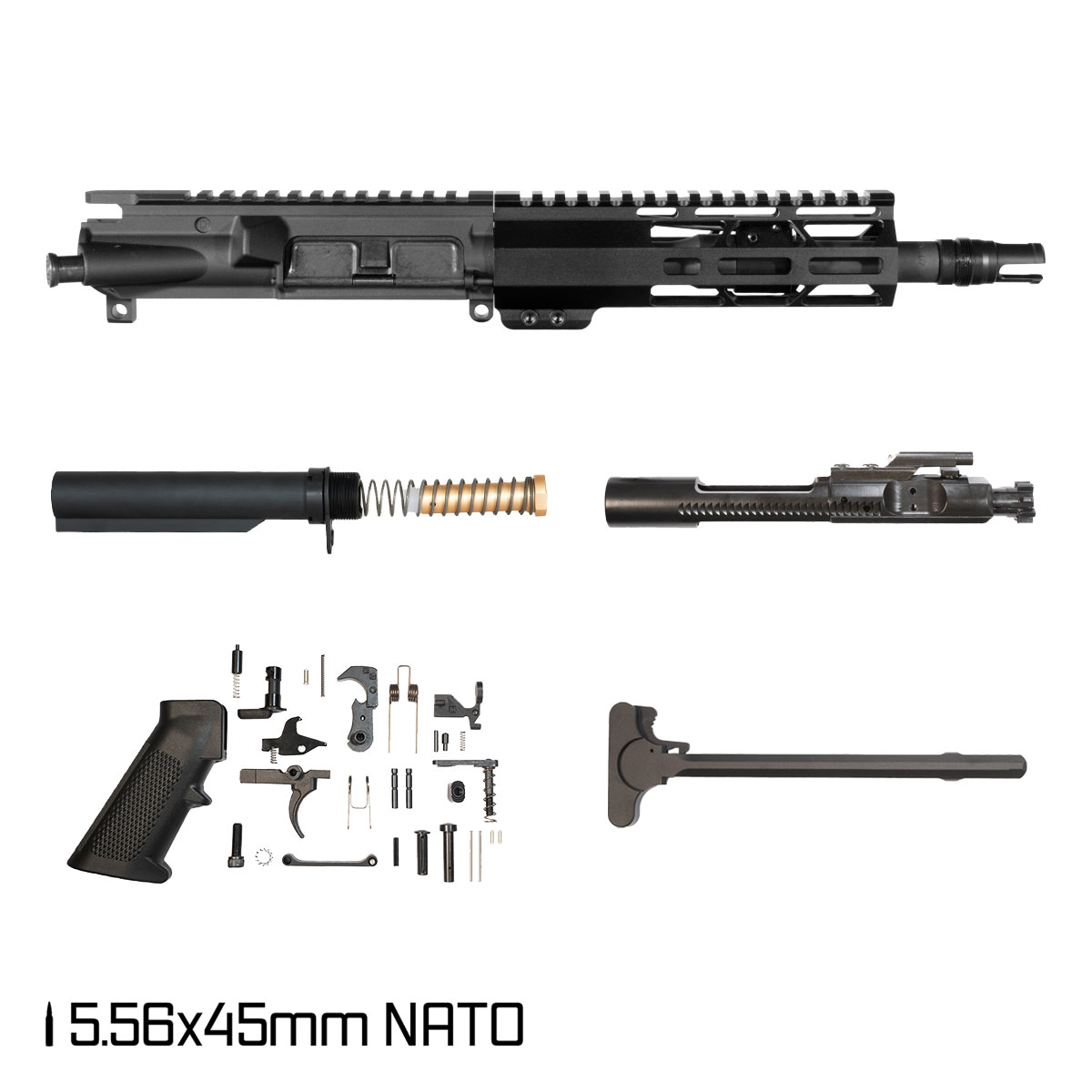 Davidson Defense Fallen Guard SBR Ready 8.5-inch Pistol-Gas 1:7 5.56 NATO AR-15 M-Lok Pistol Full Build Kit, Plan B Trident Flash Hider