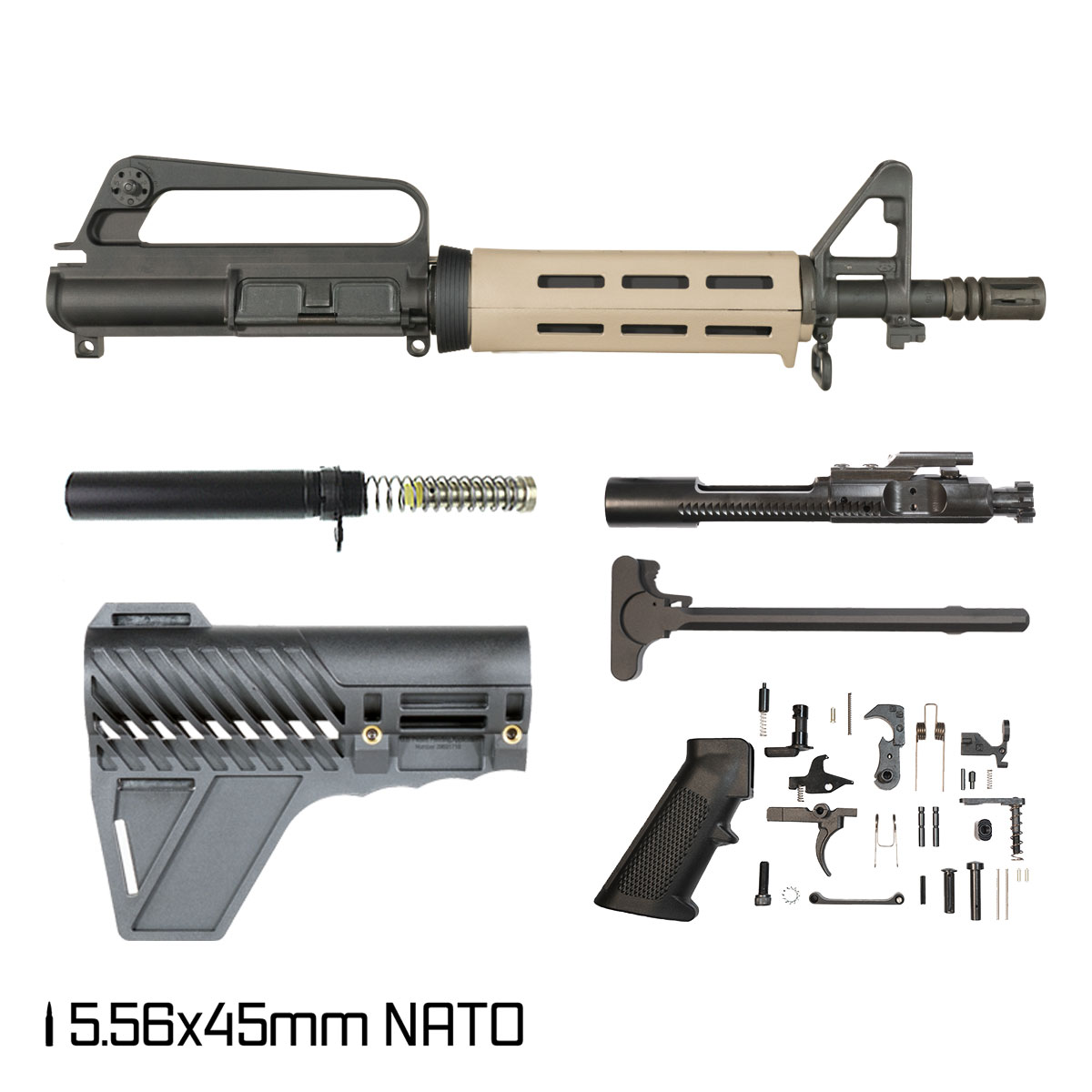 Davidson Defense Dust Devil w/Gauntlet Arms Brace 10.5-inch 1:8 5.56 NATO AR-15 Drop-In M-Lok Handguard Pistol Full Build Kit