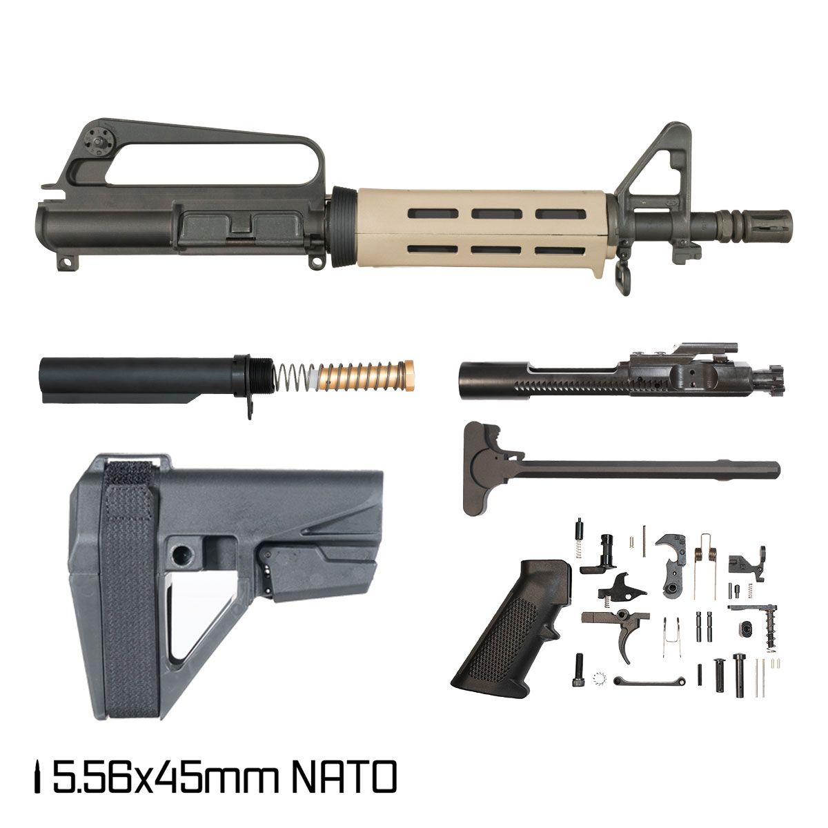 Davidson Defense Dust Devil w/SBA5 Brace 10.5-inch 1:8 5.56 NATO AR-15 Drop-In M-Lok Handguard Pistol Full Build Kit
