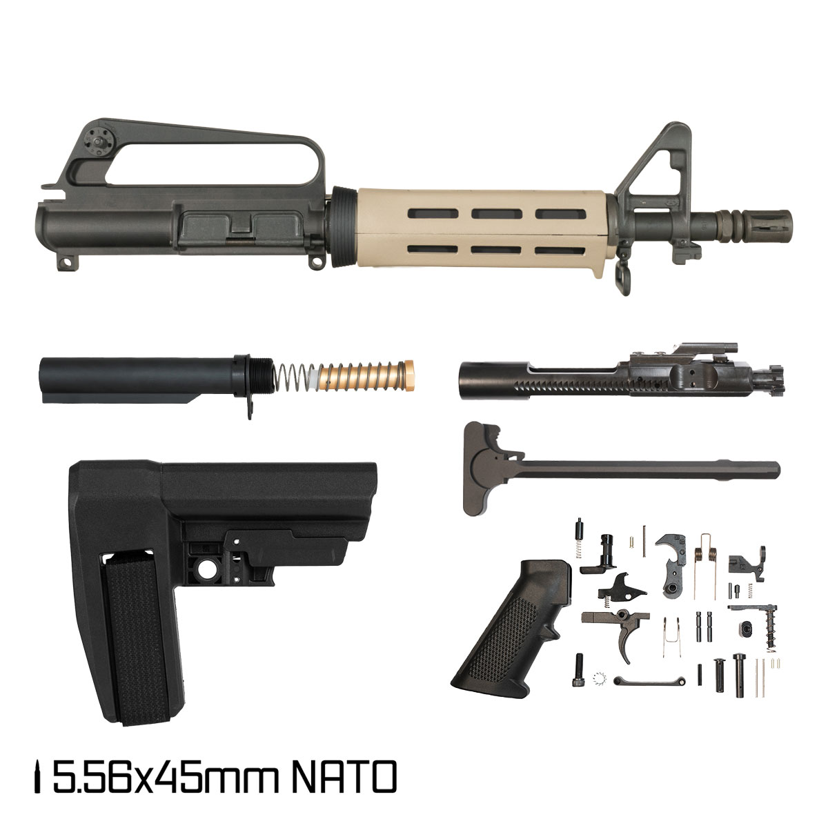 Davidson Defense Dust Devil w/SBA6 Brace 10.5-inch 1:8 5.56 NATO AR-15 Drop-In M-Lok Handguard Pistol Full Build Kit