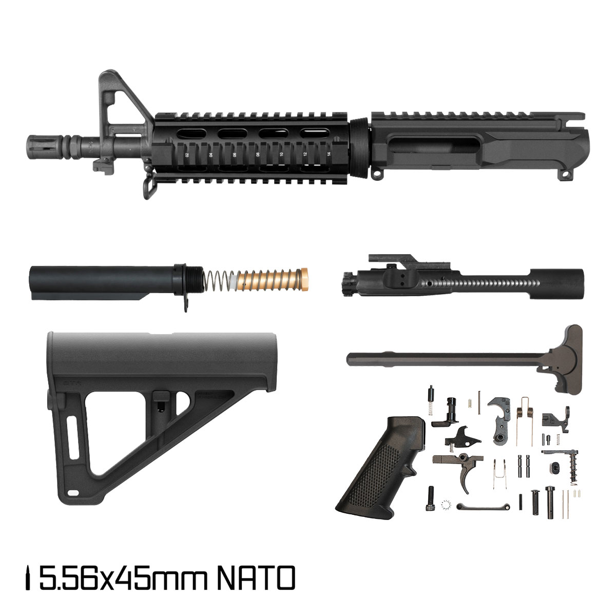 Davidson Defense Left Hook w/BTR Brace 10.5-inch 1:8 556 AR-15 Drop-In Quad-Rail Handguard Pistol Full Build Kit