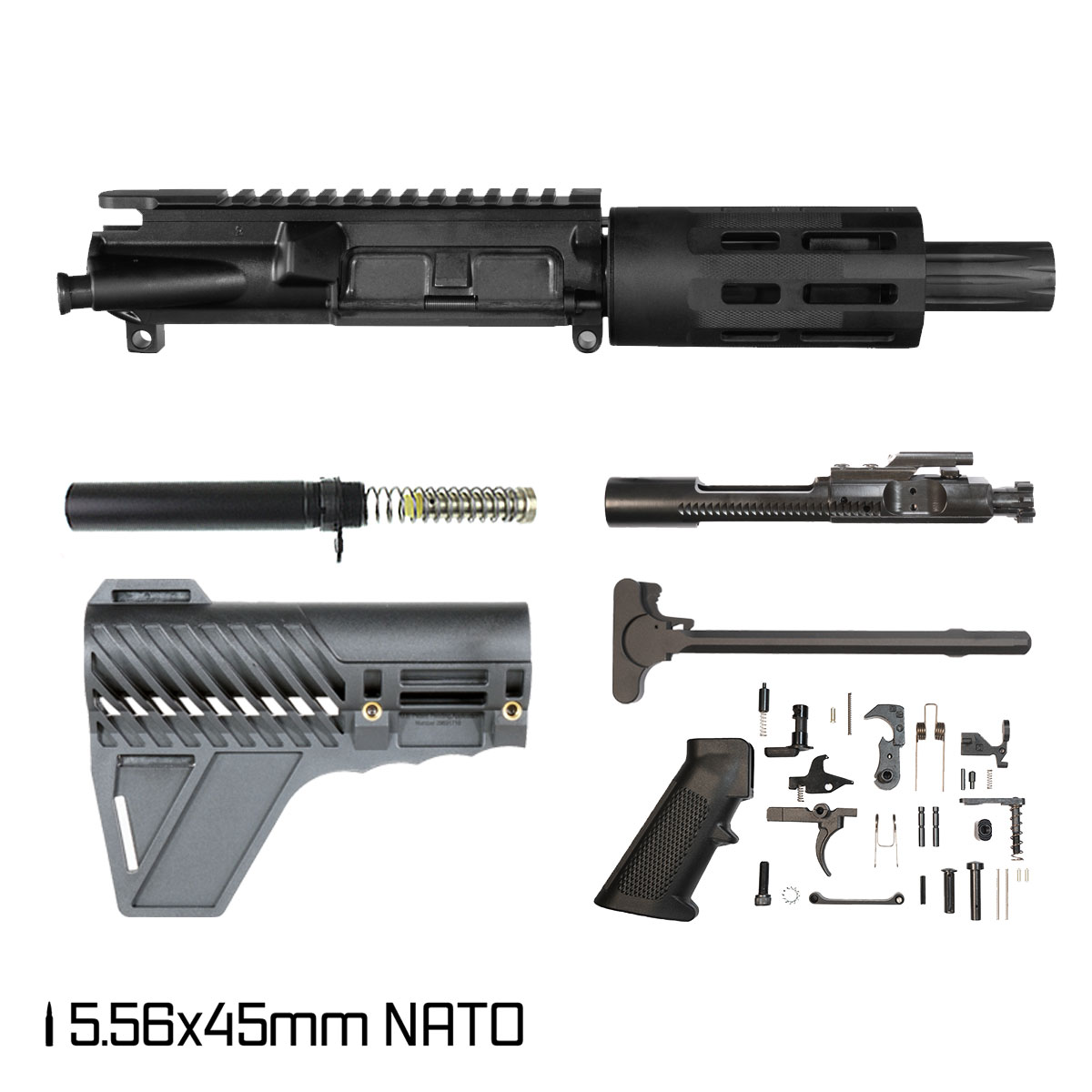 Davidson Defense Shogun w/Gauntlet Arms Brace 4.5-inch Micro-Gas 1:7 5.56 NATO AR-15 M-Lok Pistol Full Build Kit