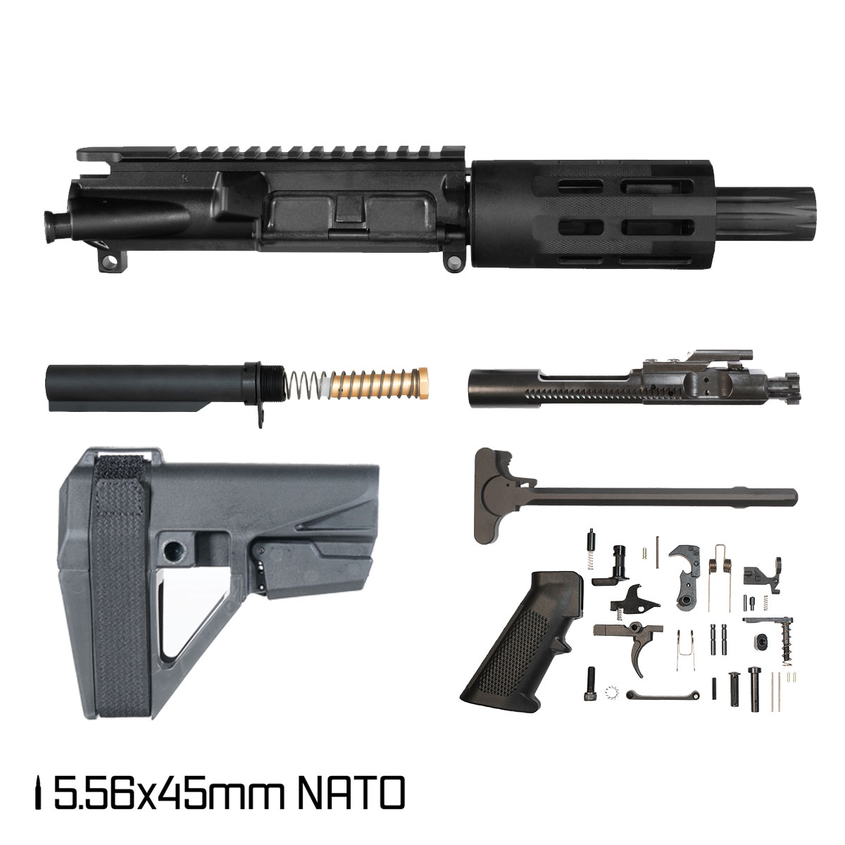 Davidson Defense Shogun w/SBA5 Brace 4.5-inch Micro-Gas 1:7 5.56 NATO AR-15 M-Lok Pistol Full Build Kit